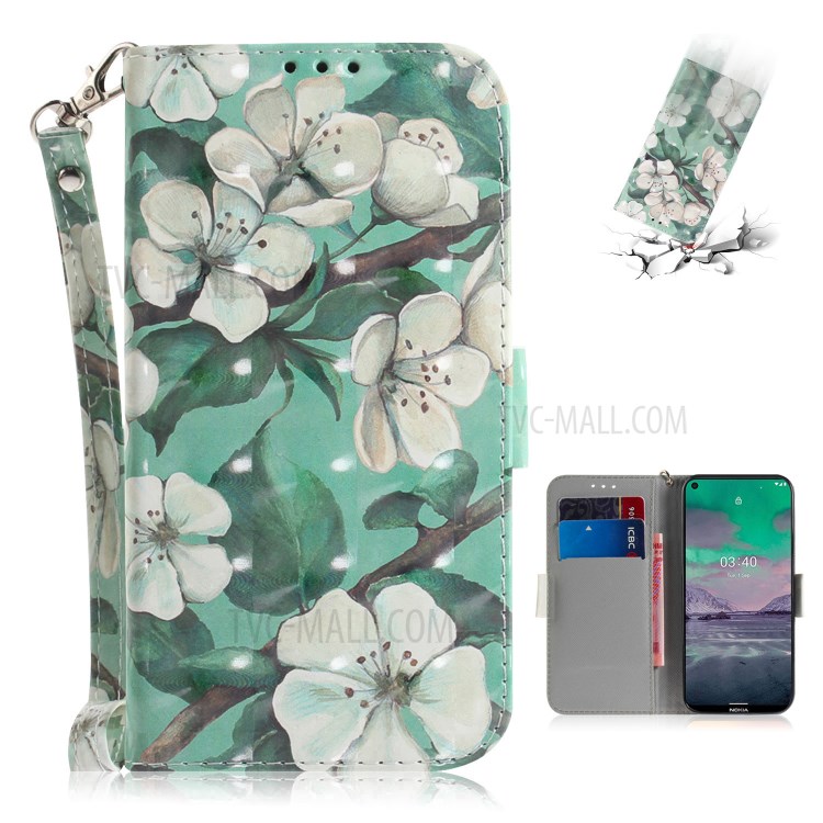 Pattern Printing Light Spot Decor PU Leather Wallet Stand Phone Case for Nokia 3.4 - Vivid Butterfly-1