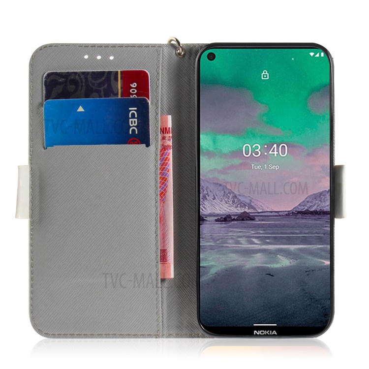 Pattern Printing Light Spot Decor PU Leather Wallet Stand Phone Case for Nokia 3.4 - Vivid Butterfly-7