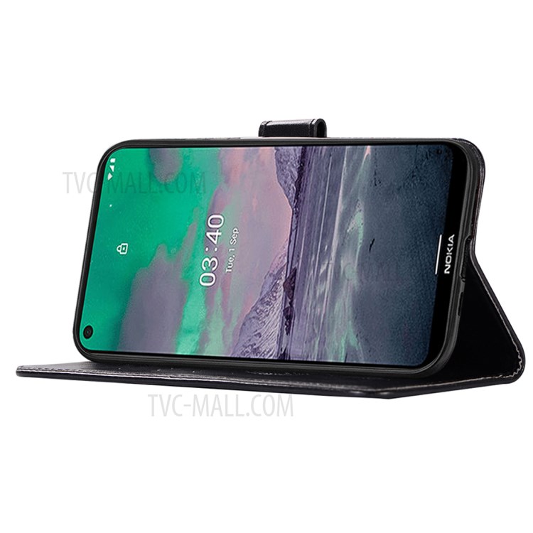Owl and Dream Catcher Imprinting Leather Wallet Case for Nokia 3.4 - Black-7