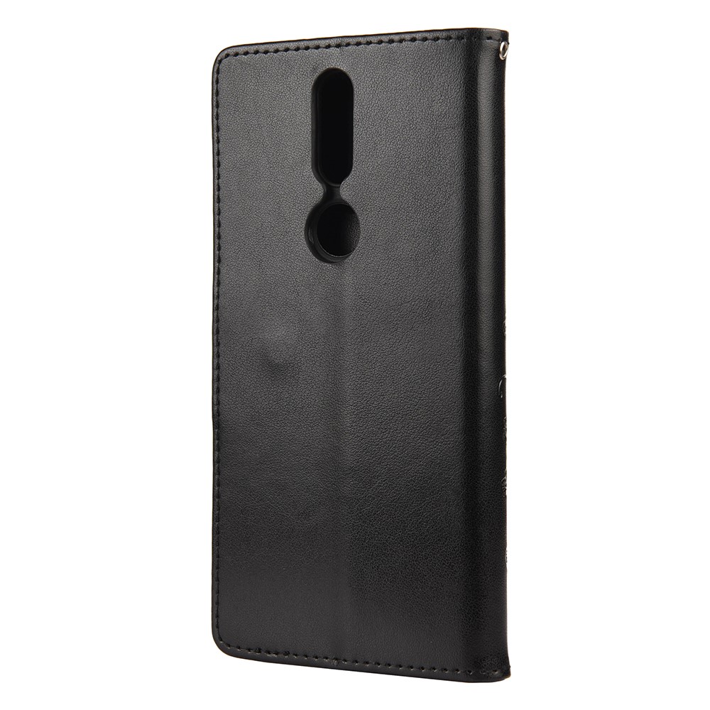 Imprint Butterflyand Flower Pattern Leather Wallet Phone Shell for Nokia 2.4 - Black-3