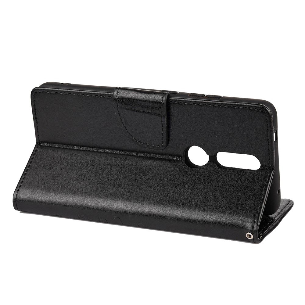 Imprint Butterflyand Flower Pattern Leather Wallet Phone Shell for Nokia 2.4 - Black-6