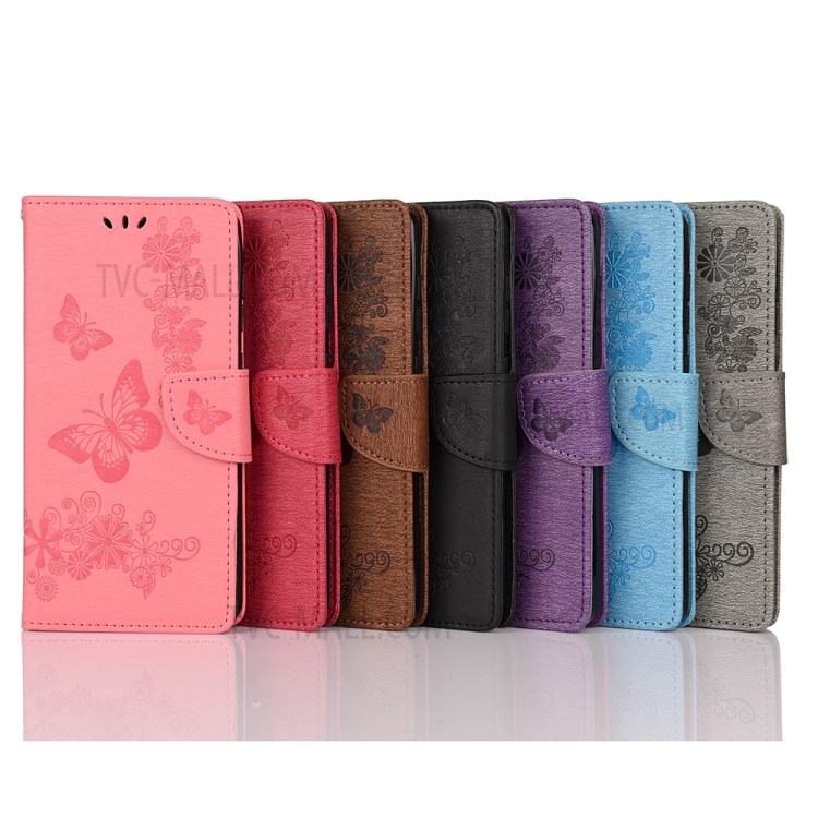 Imprint Butterfly Pattern Leather Wallet Phone Shell for Nokia 2.4 - Black-9
