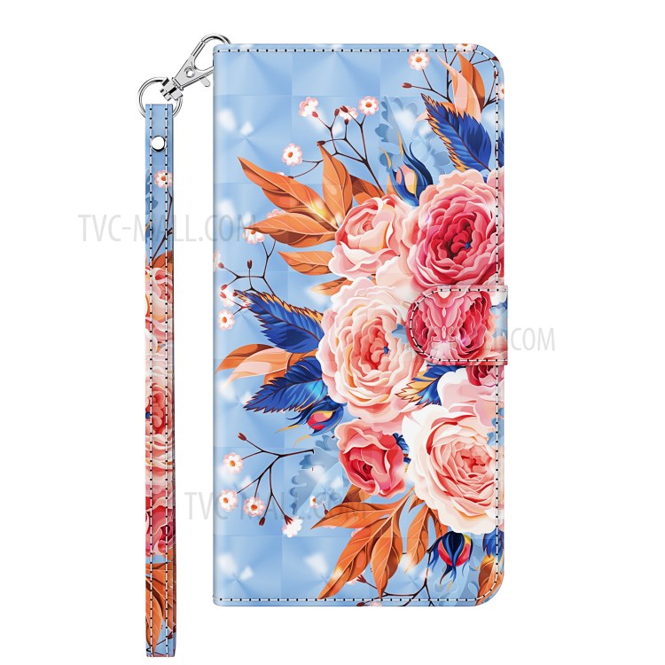 Light Spot Decor Pattern Printing Shell for Nokia 2.4 Leather Stand Cover with Lanyard - Vivid Flower-11
