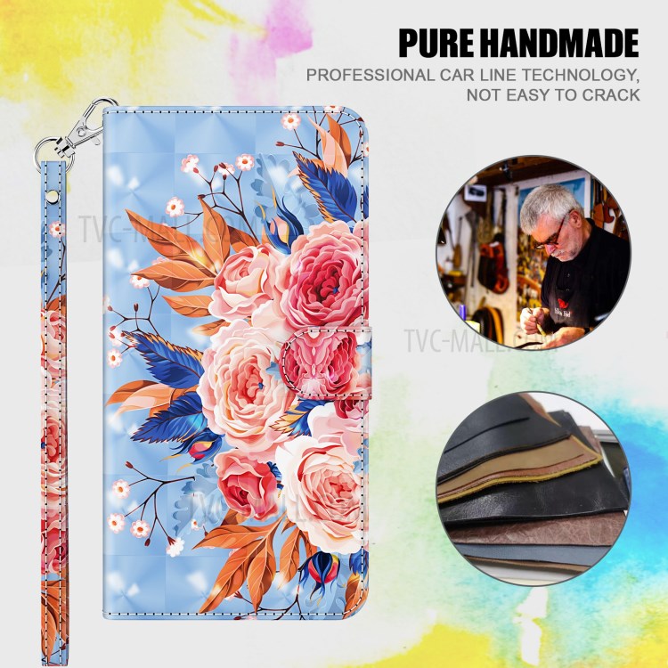 Light Spot Decor Pattern Printing Shell for Nokia 2.4 Leather Stand Cover with Lanyard - Vivid Flower-4