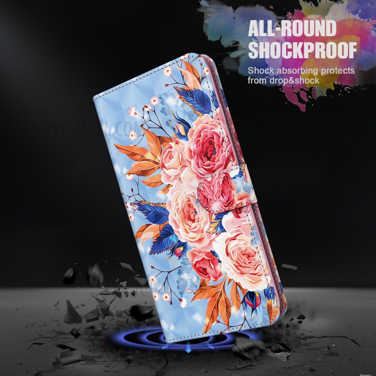 Light Spot Decor Pattern Printing Shell for Nokia 2.4 Leather Stand Cover with Lanyard - Vivid Flower-5