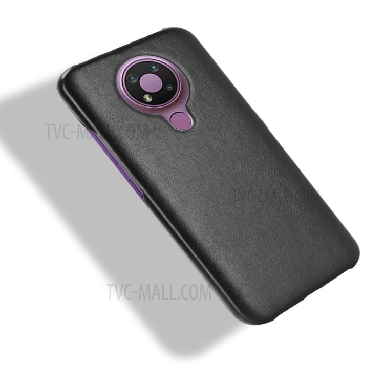 Litchi Texture PU Leather Coated PC Mobile Casing for Nokia 3.4 - Black-4