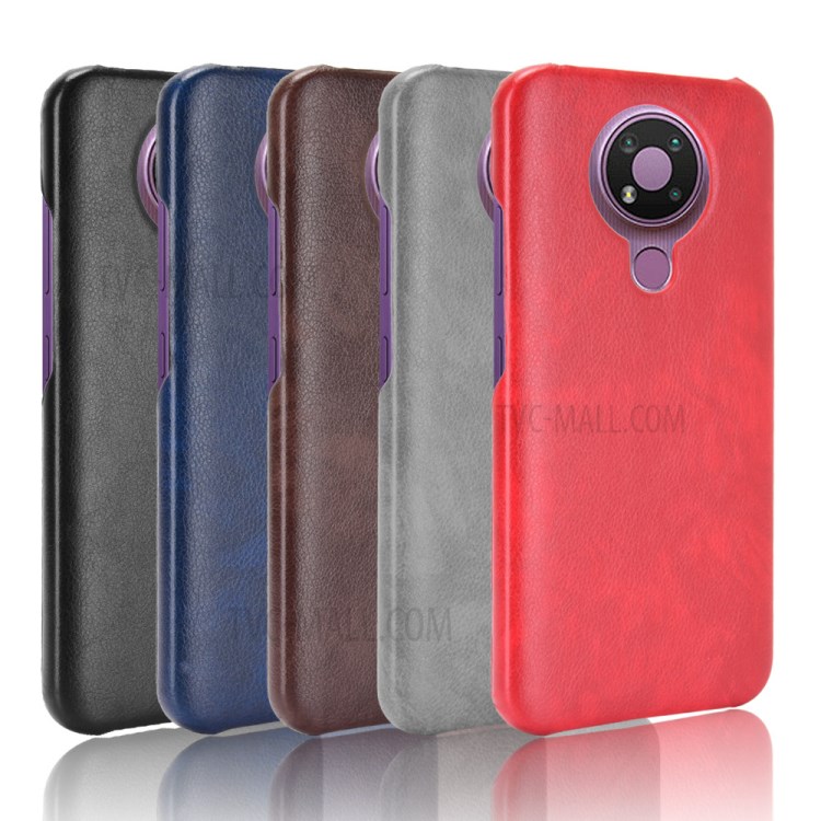 Litchi Texture PU Leather Coated PC Mobile Casing for Nokia 3.4 - Black-6