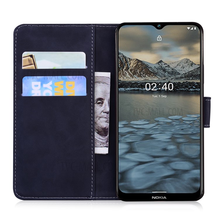 Cell Phone Case for Nokia 2.4 Imprinted Tiger Pattern Wallet Leather Shell - Black-4