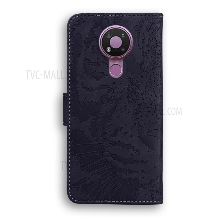 Mobile Phone Case for Nokia 3.4 Imprinted Tiger Pattern Wallet Leather Shell - Black-2