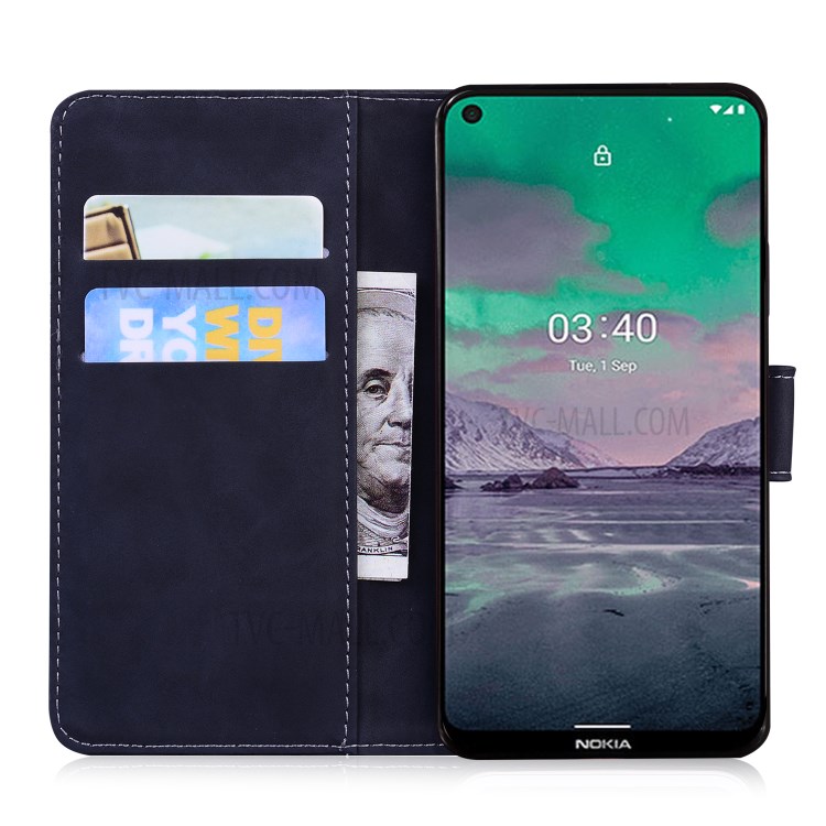 Mobile Phone Case for Nokia 3.4 Imprinted Tiger Pattern Wallet Leather Shell - Black-4