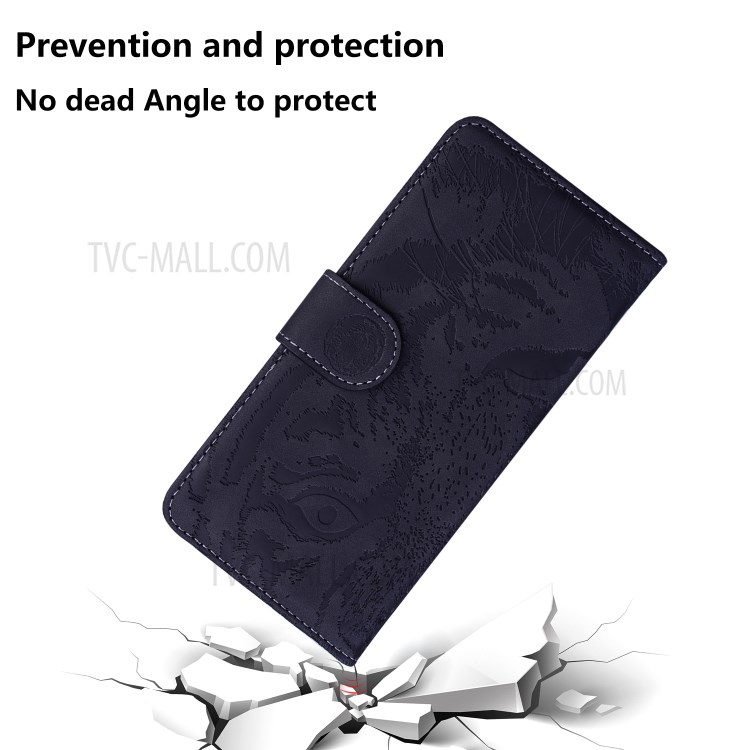 Mobile Phone Case for Nokia 3.4 Imprinted Tiger Pattern Wallet Leather Shell - Black-5