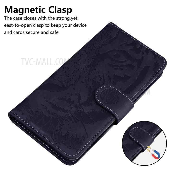 Mobile Phone Case for Nokia 3.4 Imprinted Tiger Pattern Wallet Leather Shell - Black-6