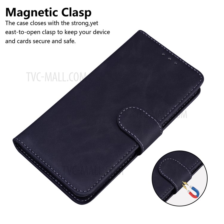 Solid Color Leather Wallet Stand Phone Case for Nokia 3.4 - Black-5