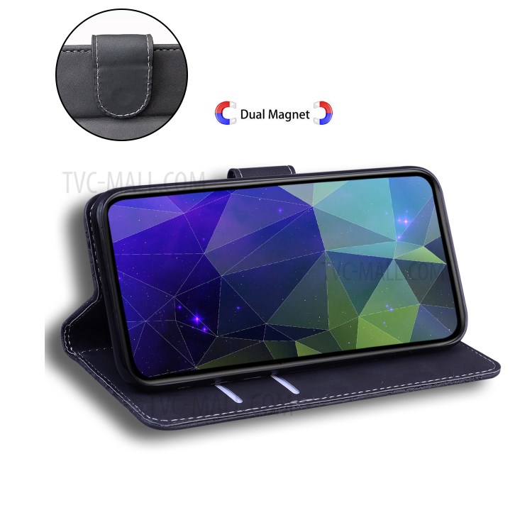 Solid Color Leather Wallet Stand Phone Case for Nokia 3.4 - Black-7