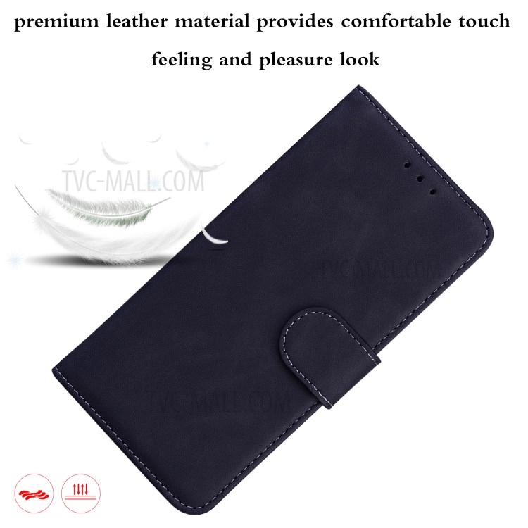 Solid Color Leather Wallet Stand Phone Case for Nokia 3.4 - Black-8
