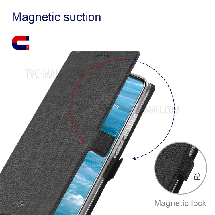 VILI DMK Magnetic Clasp Closure Wallet Stand Cell Phone Cover for Nokia 7.3 - Black-2