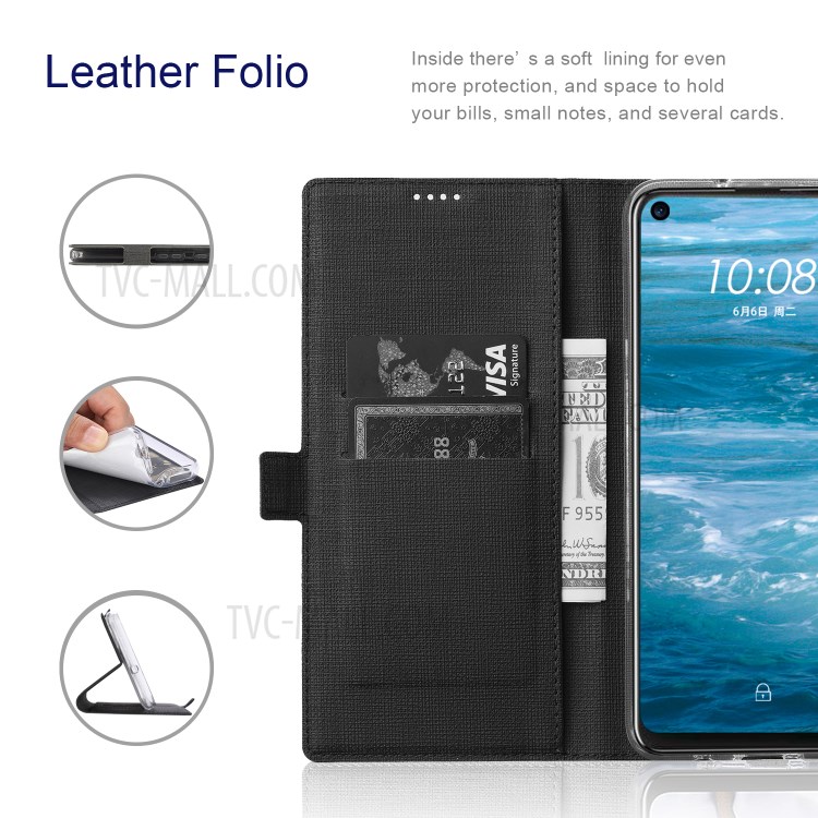 VILI DMK Magnetic Clasp Closure Wallet Stand Cell Phone Cover for Nokia 7.3 - Black-3