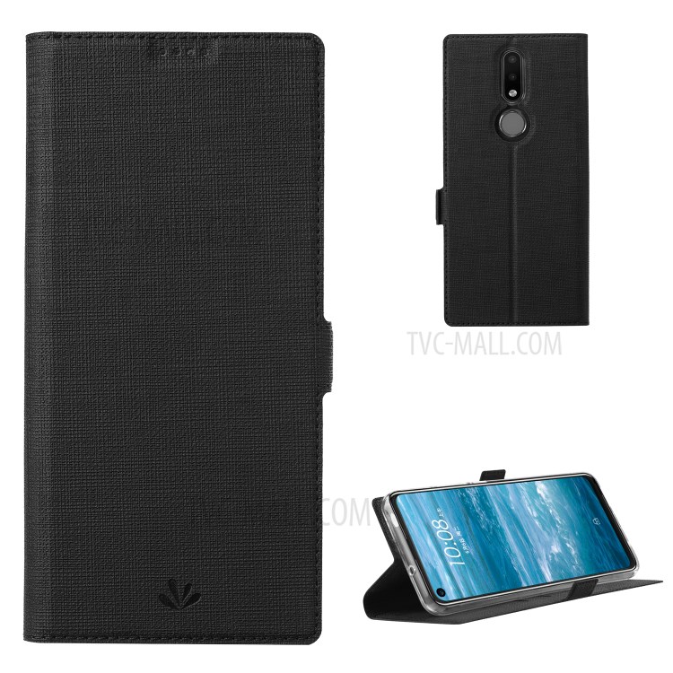 VILI DMK Magnetic Clasp Wallet Stand Cell Phone Cover for Nokia 2.4 - Black-1