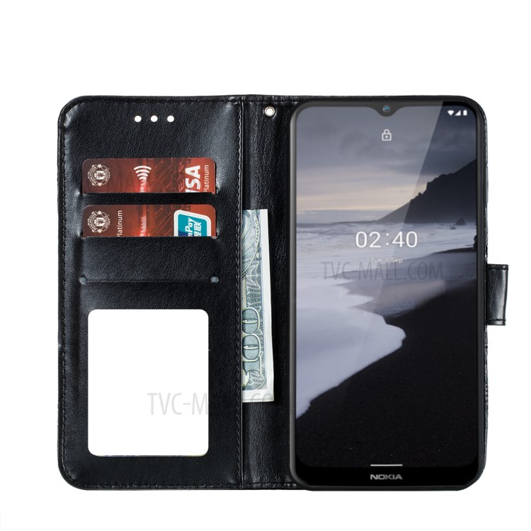 Imprint Mandala Flower Stand Leather Flip Phone Shell for Nokia 2.4 - Black-4
