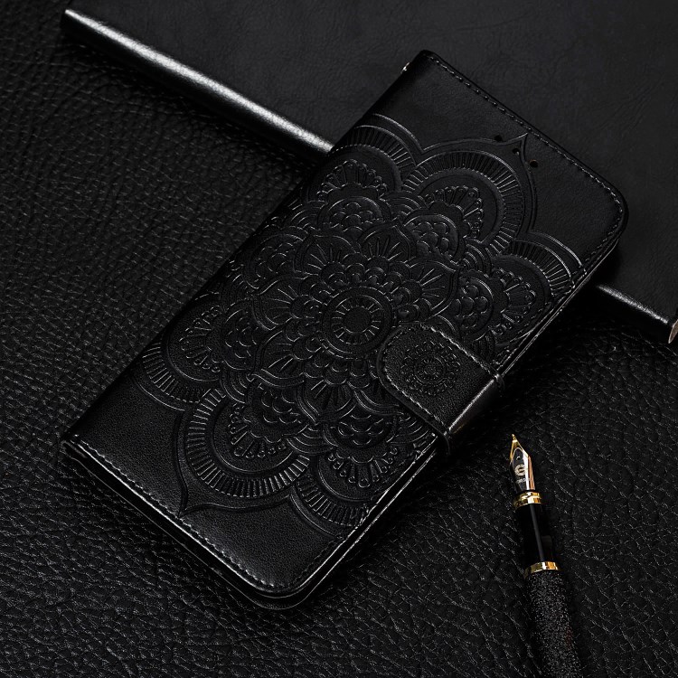 Imprint Mandala Flower Stand Leather Flip Phone Case for Nokia 3.4 - Black-10