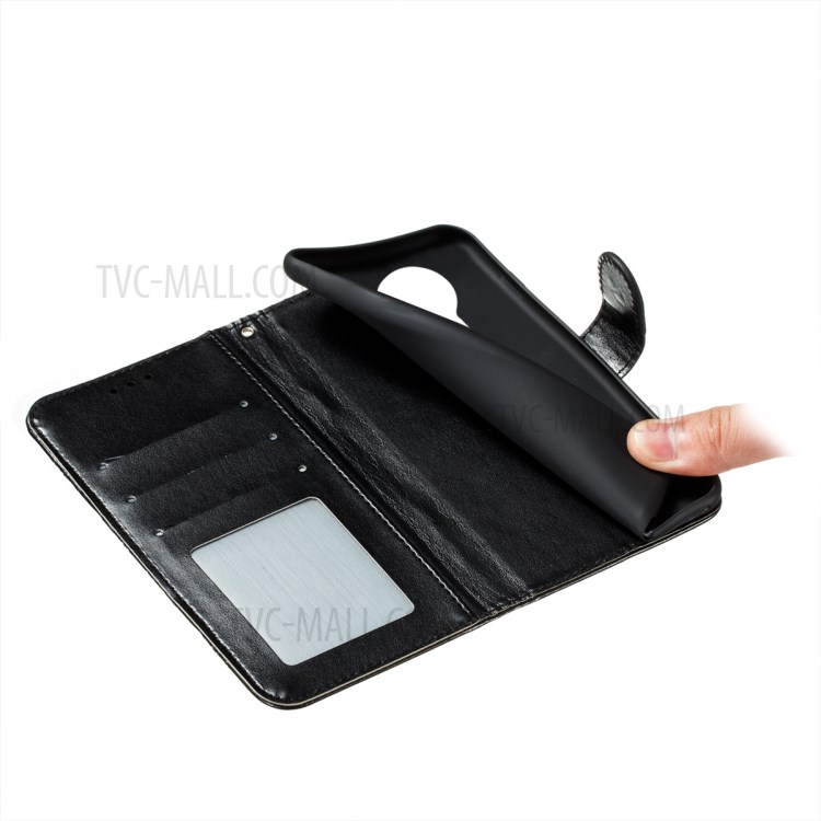 Imprint Mandala Flower Stand Leather Flip Phone Case for Nokia 3.4 - Black-9
