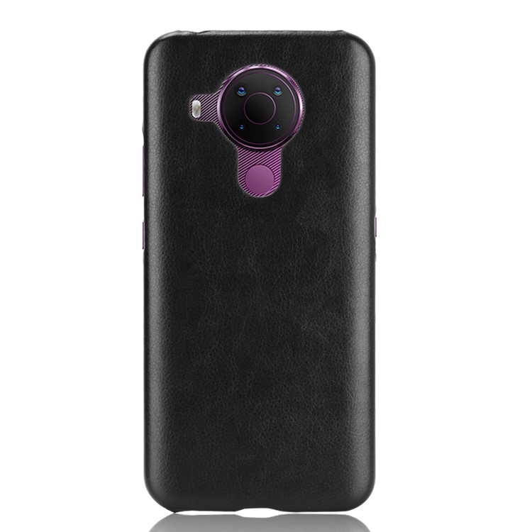 Anti-Drop Litchi Texture Leather Coated PC Phone Shell for Nokia 5.4 - Black-2