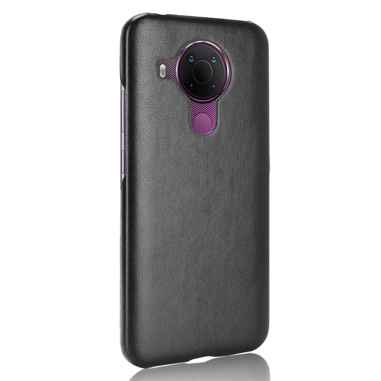 Anti-Drop Litchi Texture Leather Coated PC Phone Shell for Nokia 5.4 - Black-3
