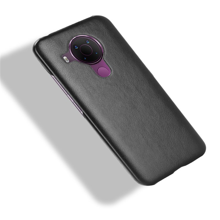 Anti-Drop Litchi Texture Leather Coated PC Phone Shell for Nokia 5.4 - Black-4