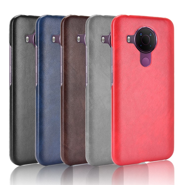 Anti-Drop Litchi Texture Leather Coated PC Phone Shell for Nokia 5.4 - Black-5