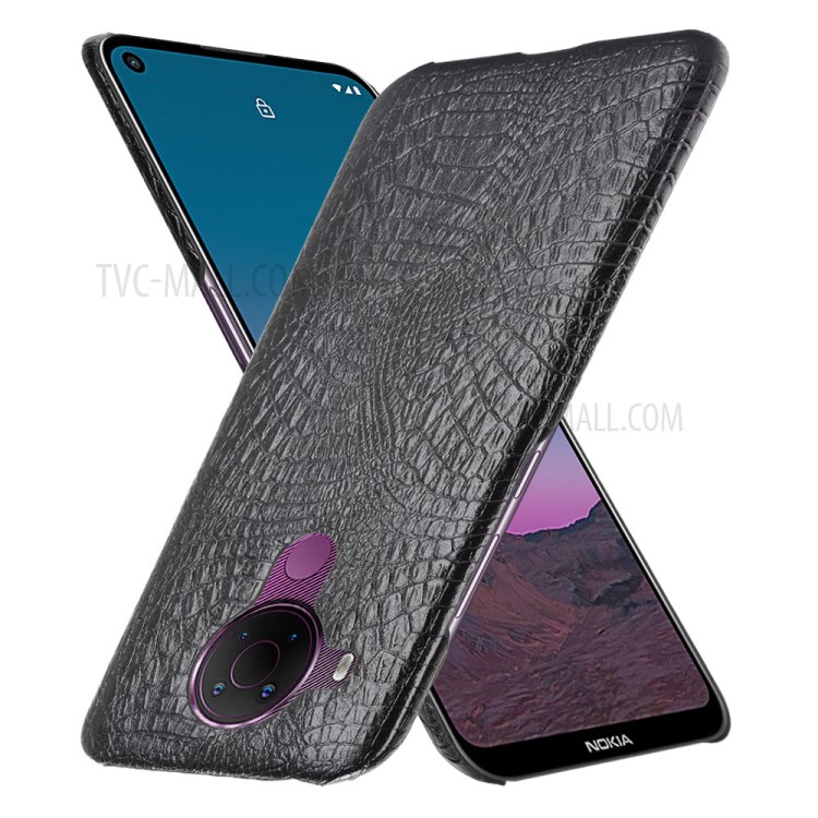 Crocodile Texture Leather Coated Hard PC Phone Cover Case for Nokia 5.4 - Black-2