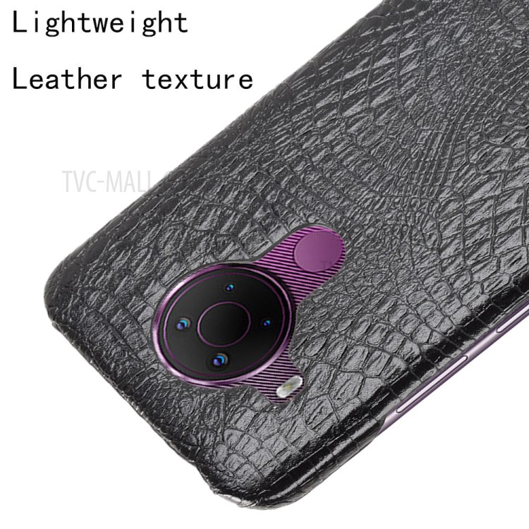 Crocodile Texture Leather Coated Hard PC Phone Cover Case for Nokia 5.4 - Black-4