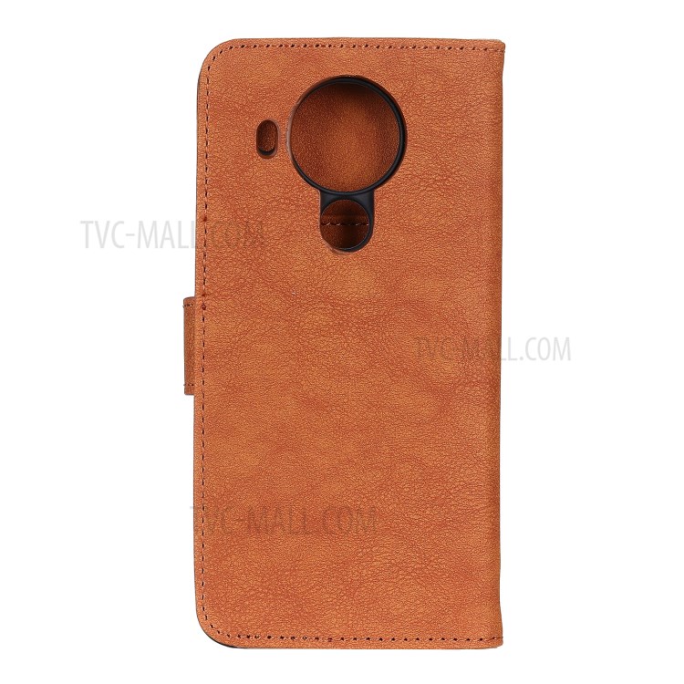 KHAZHEN Retro Textured Wallet Phone Cover Case for Nokia 5.4 - Orange-3