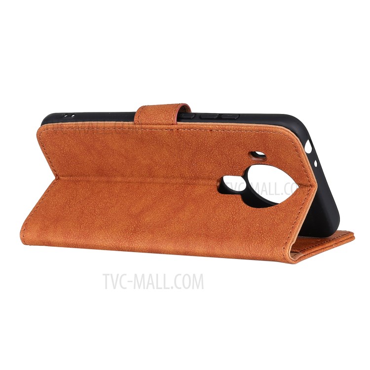 KHAZHEN Retro Textured Wallet Phone Cover Case for Nokia 5.4 - Orange-4