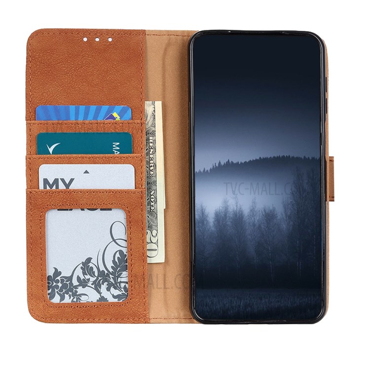KHAZHEN Retro Textured Wallet Phone Cover Case for Nokia 5.4 - Orange-7