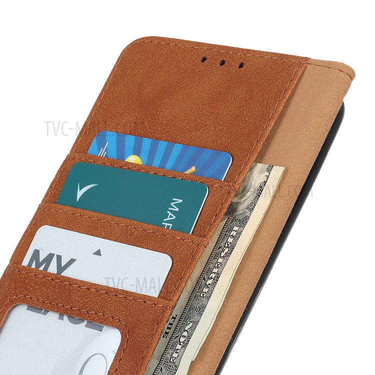 KHAZHEN Retro Textured Wallet Phone Cover Case for Nokia 5.4 - Orange-8