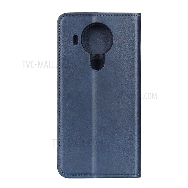 Magnetic Absorption Wallet Stand Split Leather Phone Shell Case for Nokia 5.4 - Blue-3