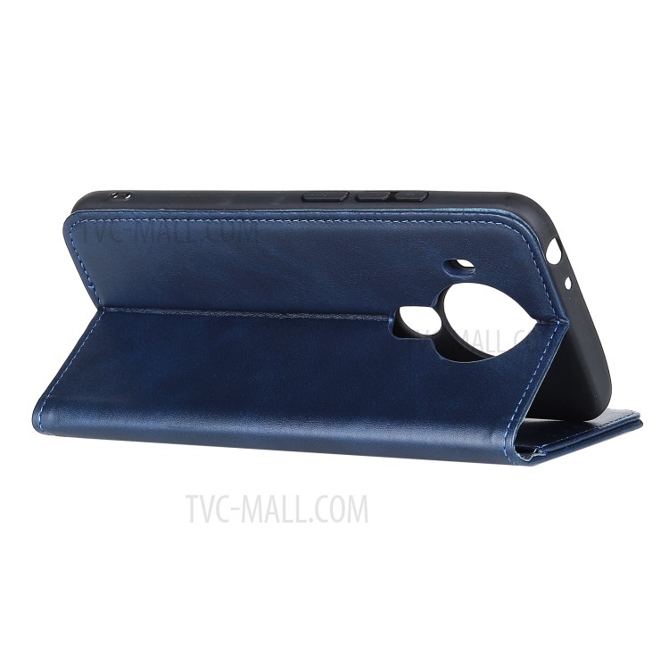 Magnetic Absorption Wallet Stand Split Leather Phone Shell Case for Nokia 5.4 - Blue-4