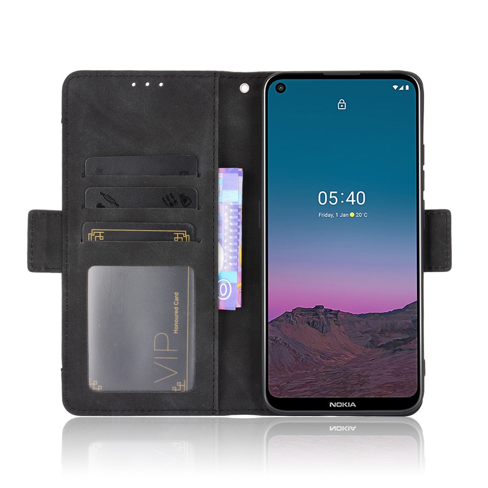 Leather Phone Wallet Design Stand Feature Protective Cover Case with Multiple Card Slots for Nokia 5.4 - Black-5