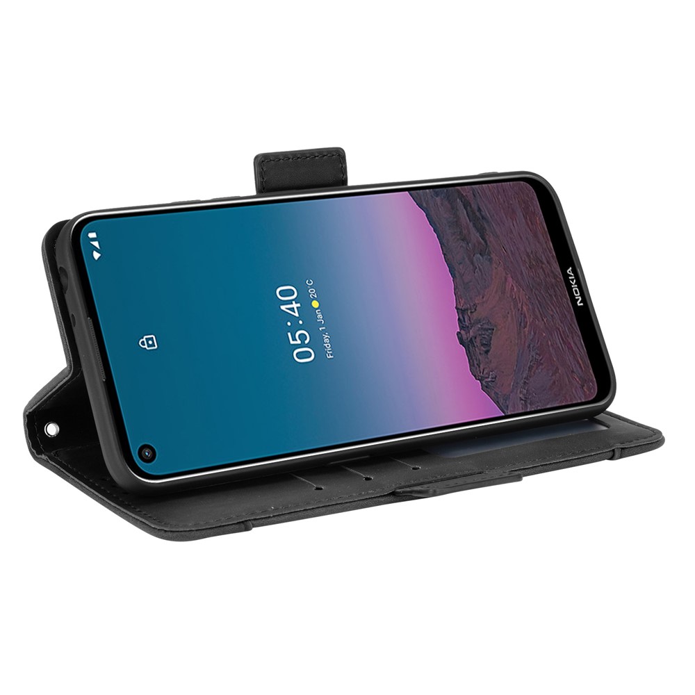 Leather Phone Wallet Design Stand Feature Protective Cover Case with Multiple Card Slots for Nokia 5.4 - Black-6