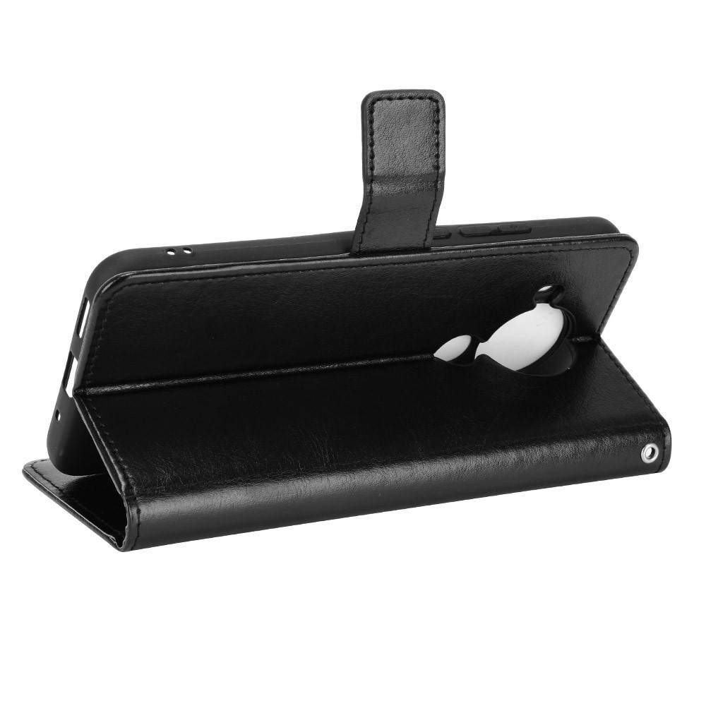 Crazy Horse Skin Leather Phone Wallet Stand Cover Shell with Lanyard for Nokia 5.4 - Black-7