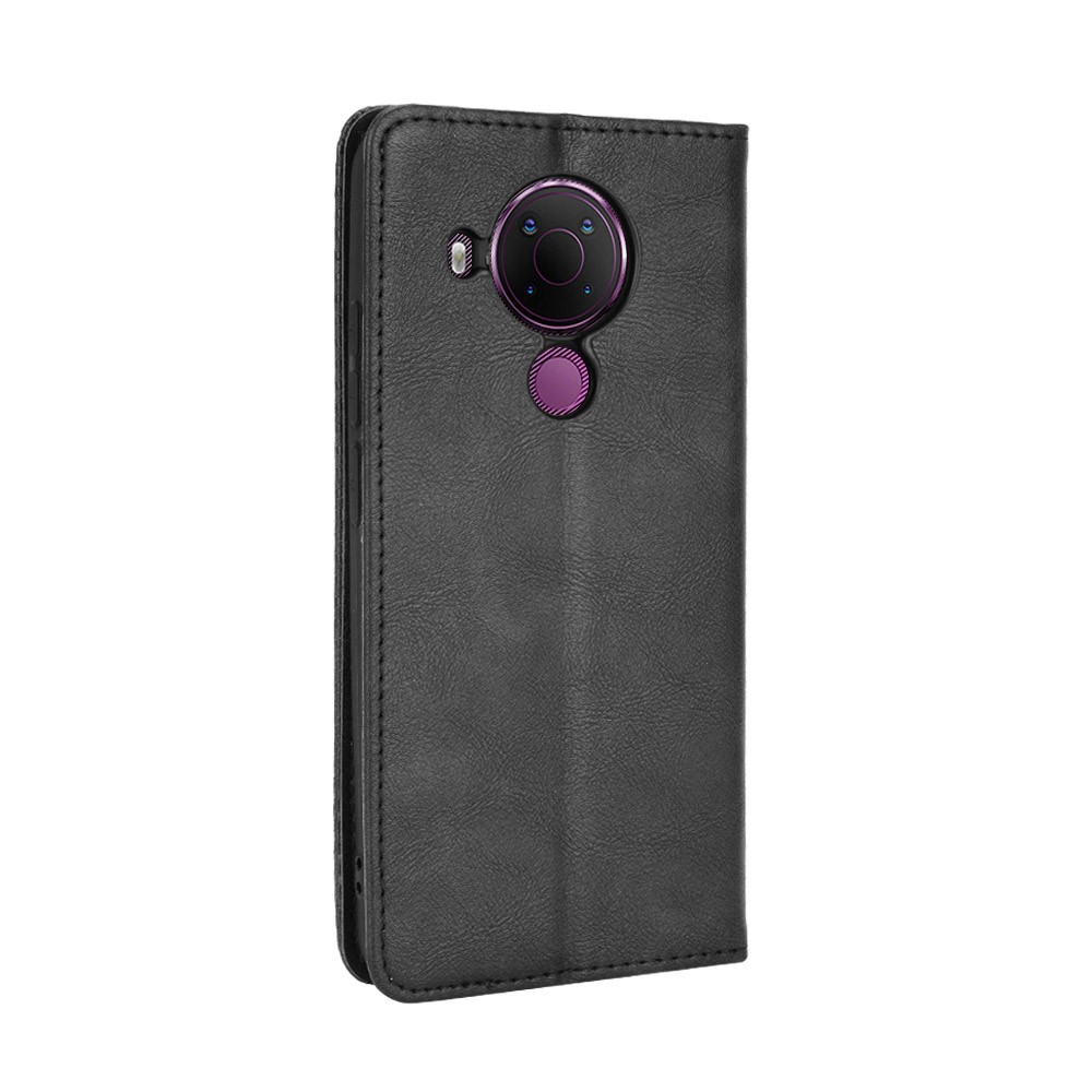 Magnetic Vintage Style Wallet Stand Phone Case Cover for Nokia 5.4 - Black-4