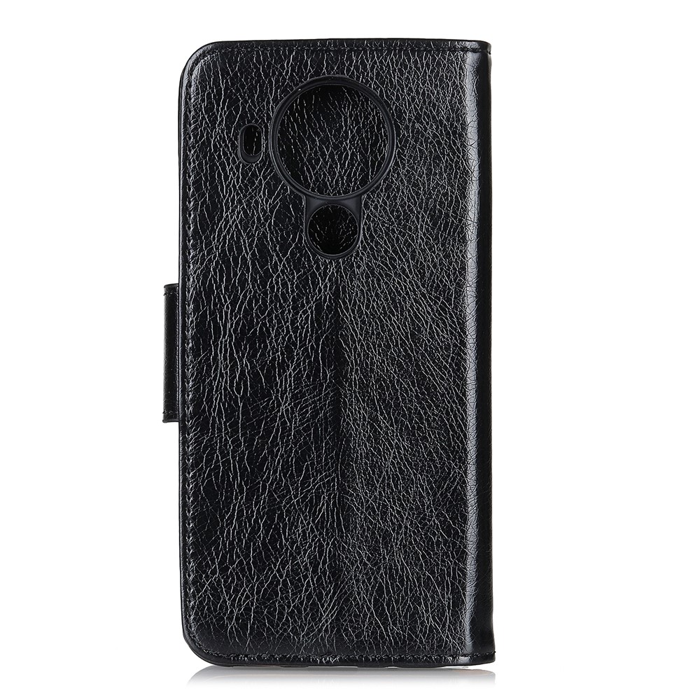 Nappa Texture Split Leather Case for Nokia 5.4 Wallet Stand Cellphone Cover - Black-3