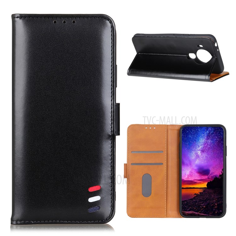 Smooth Surface PU Leather Case for Nokia 5.4 Wallet Stand Mobile Casing - Black-1