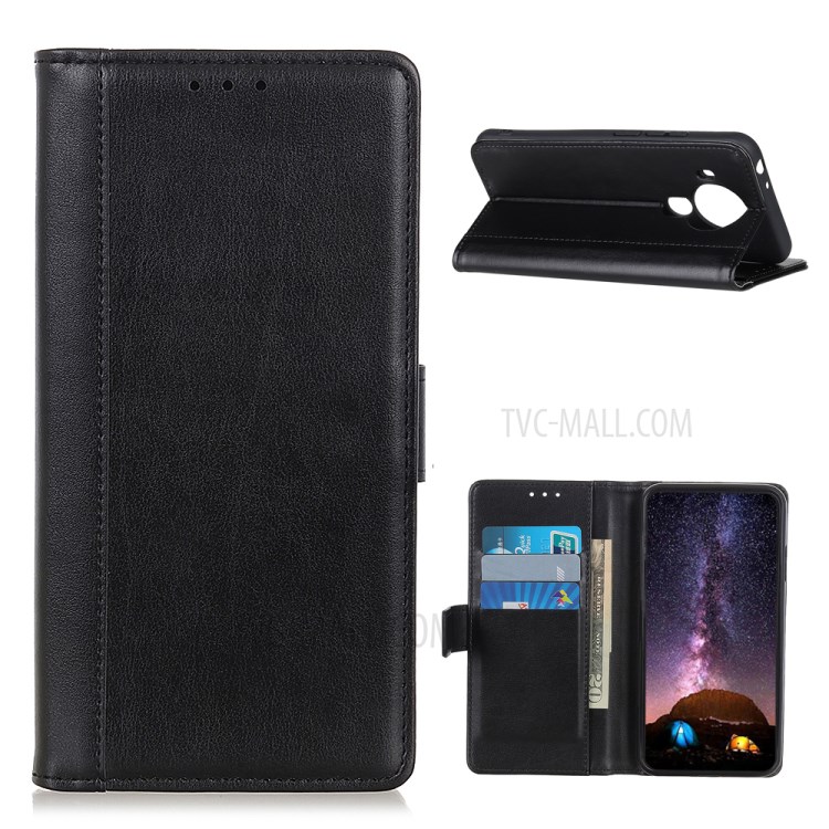 Wallet Stand Leather Phone Case for Nokia 5.4 Protective Shell - Black-1