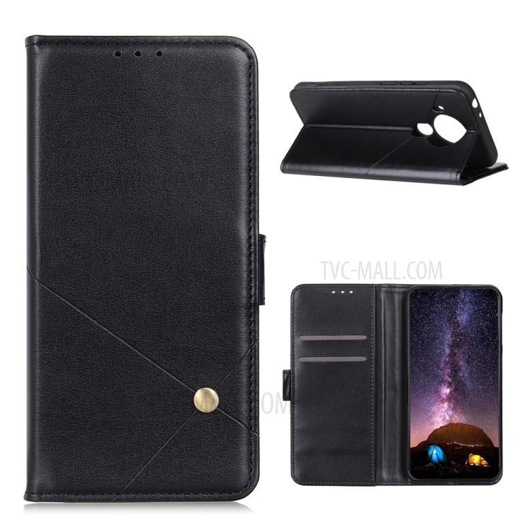 Wallet Leather Cover Stand Protective Phone Case for Nokia 5.4 - Black-1
