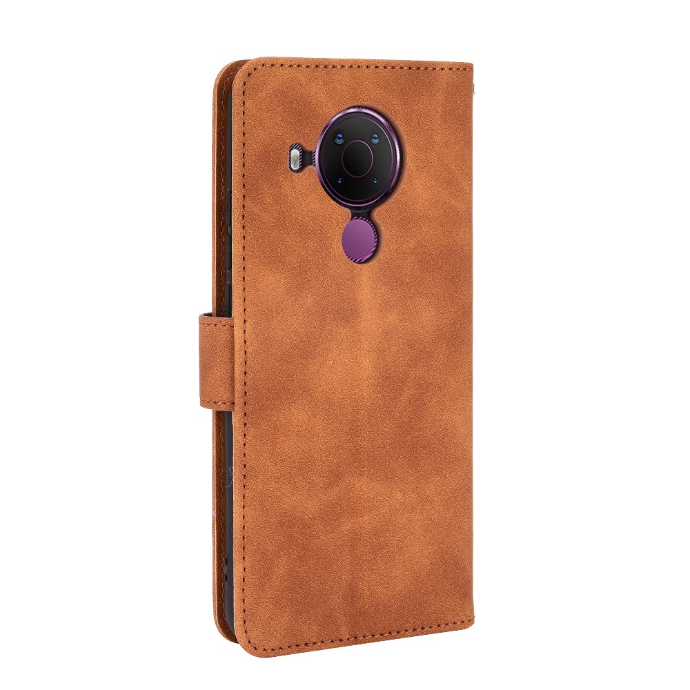 Skin-touch Protective Leather Flip Shell for Nokia 5.4 Wallet Stand Cover - Brown-10
