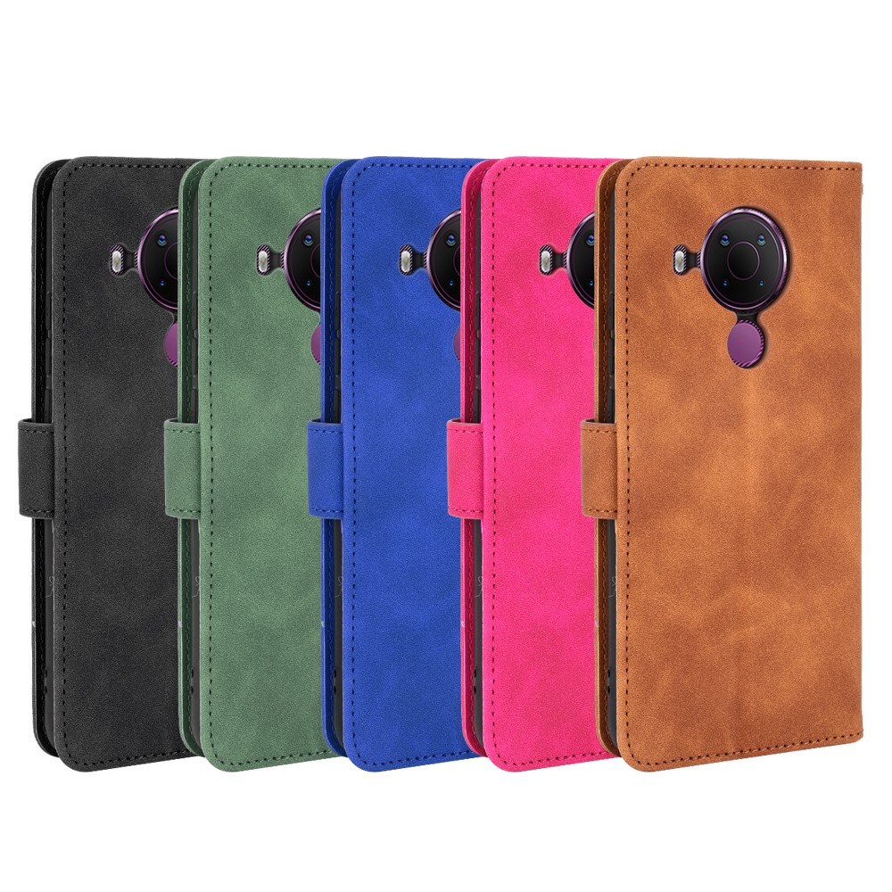 Skin-touch Protective Leather Flip Shell for Nokia 5.4 Wallet Stand Cover - Brown-12