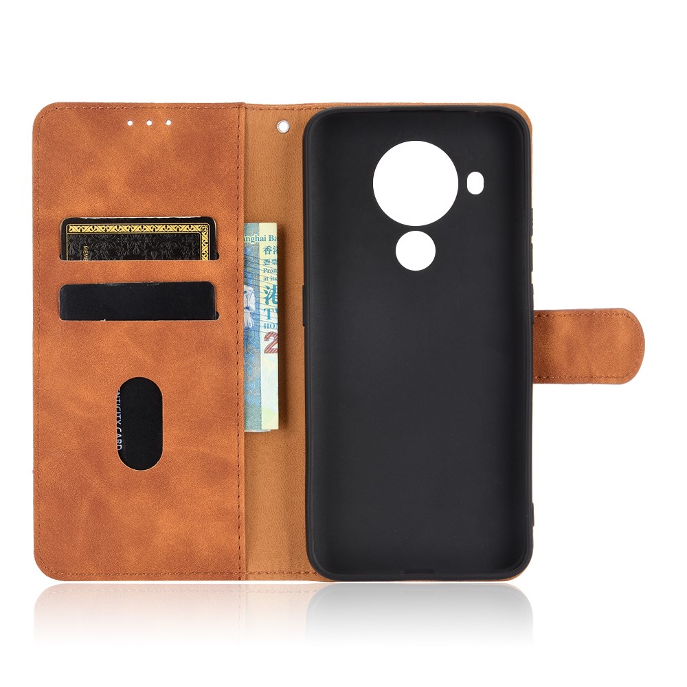 Skin-touch Protective Leather Flip Shell for Nokia 5.4 Wallet Stand Cover - Brown-7