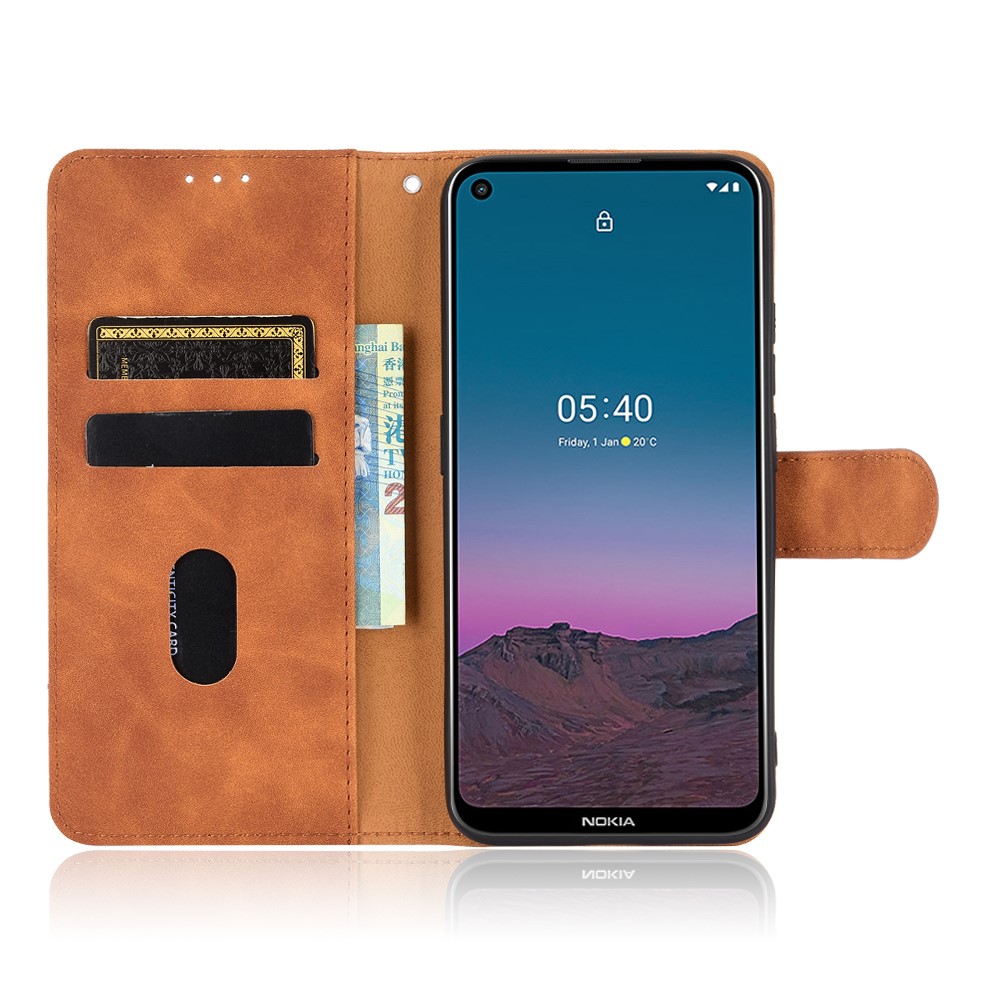 Skin-touch Protective Leather Flip Shell for Nokia 5.4 Wallet Stand Cover - Brown-8