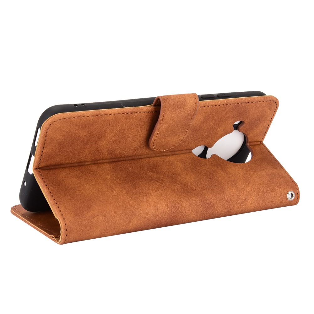 Skin-touch Protective Leather Flip Shell for Nokia 5.4 Wallet Stand Cover - Brown-9